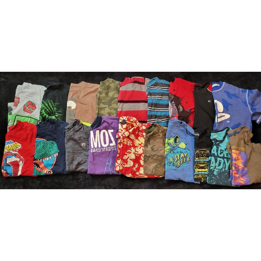 Mixed Lot Of Size Medium 8 Youth Boys Shirts Spring Summer Bundle Colorful
